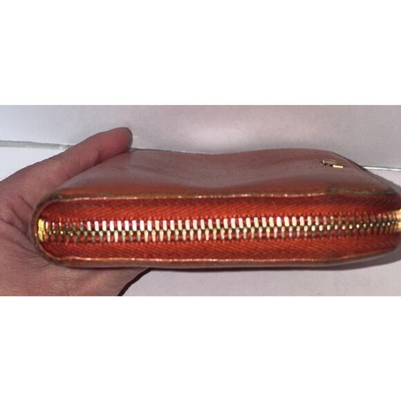 MIU MIU Madras Leather Zippy Wallet Orange Paprika Long Wallet Authentic - Picture 5 of 15